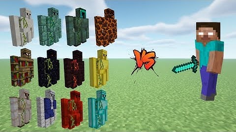 All  Golems ( Extra  golems  MOD ) TEAM  VS.  Herobrine  in  MINECRAFT. #minecraft  #versus  #mc