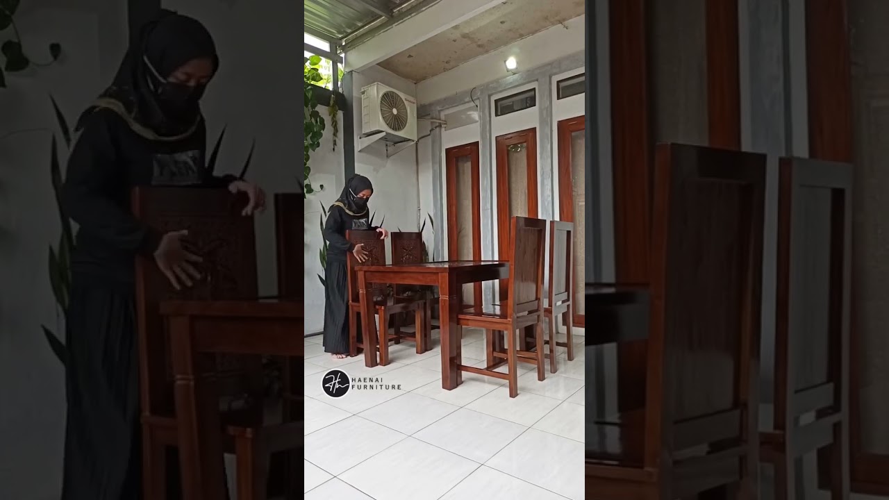 MEJA MAKAN 4 KURSI MINIMALIS UKIR JATI JEPARA 1