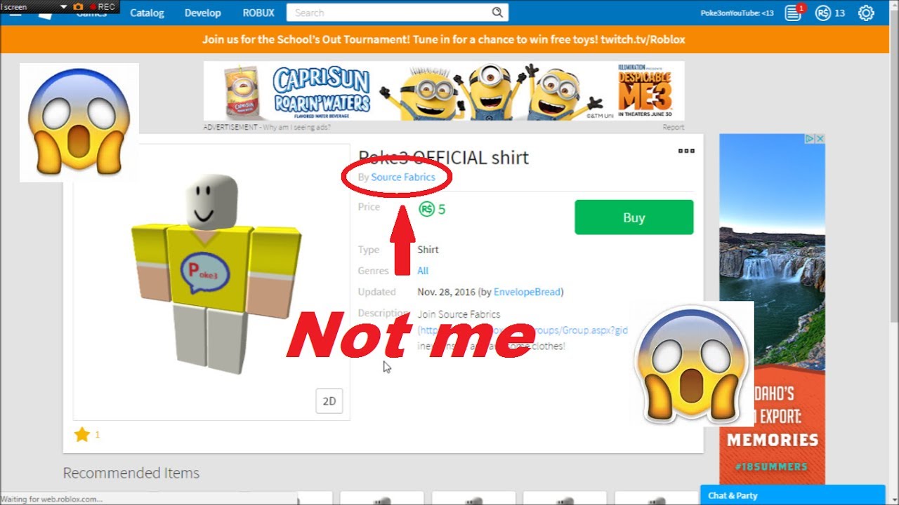 Found My Shirt On Roblox With Poke3 Youtube - hush roblox group