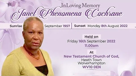Farewll Service for Janet Phenomena Cochrane
