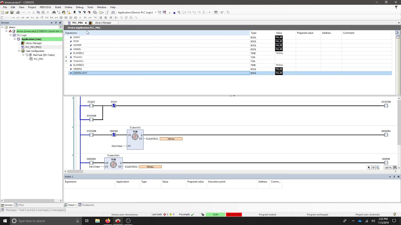 TON Flashing Example Ladder Logic Codesys - YouTube