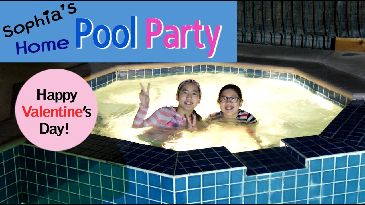 미국 발렌타인데이 소피아의 풀파티 겨울에 수영하기! Valentine's Day Pool Party at Home - YouTube