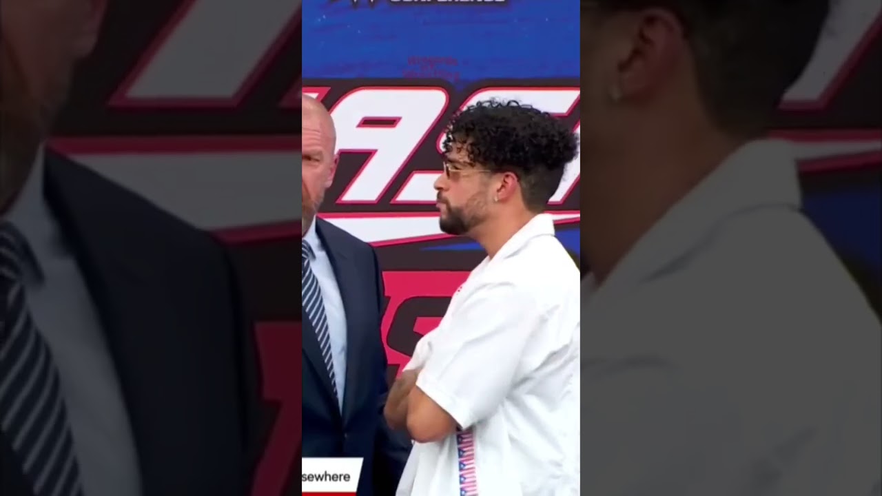 Bad Bunny disrespects Damian Priest the night before Backlash #wwe #tripleh #badbunny #backlash