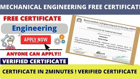Engineering Free Certificate | Mechanical Engineering Free Certificate | Quiz Certificate