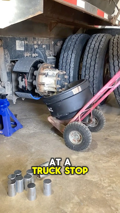 Semi truck tire shop professional mechanic. #trucking #trucker #truckrepair #truckinglife