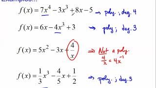 Polynomial Function   Definition and Degree