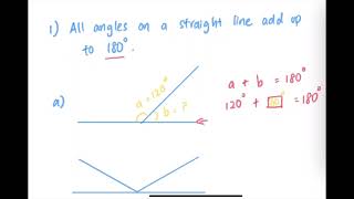 How to find unknown angle on a straight line | Properties of angles | Sum of angles on straight line