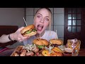 MUKBANG | Бургеры с дорблю, грушей, ананасом и чили, шашлык | Burgers, barbecue не ASMR