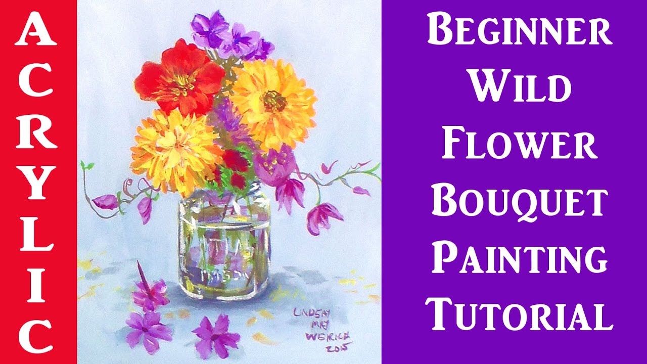 Wildflowers Acrylic Painting Tutorial Live Beginner Step