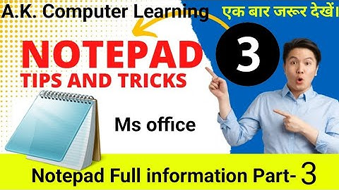 #notepad Notepad Full information Part-3#computer #ms office #notepad  in Hindi and English