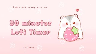 30 minutes - Relax & study with me Lofi | Strawberry hamster #timer #30minutes #30minrelaxingmusic