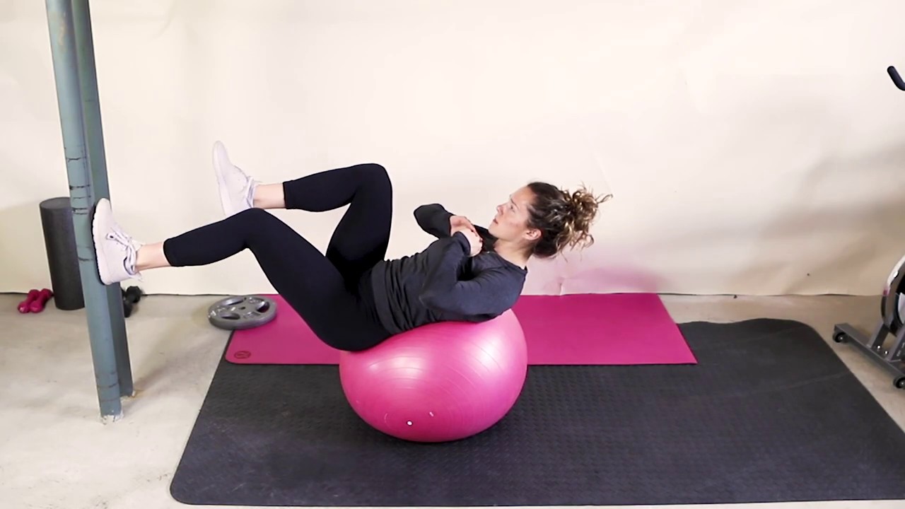 Exercise Ball Feet Elevated Alternating Knee Tucks - YouTube