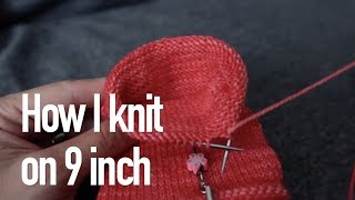 HOW I KNIT on 9 inch circular knitting needles in a round | sock knitting tutorial