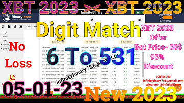 No Loss Digit Match Bot || Binary.com || Binary Bot || 05-01-23