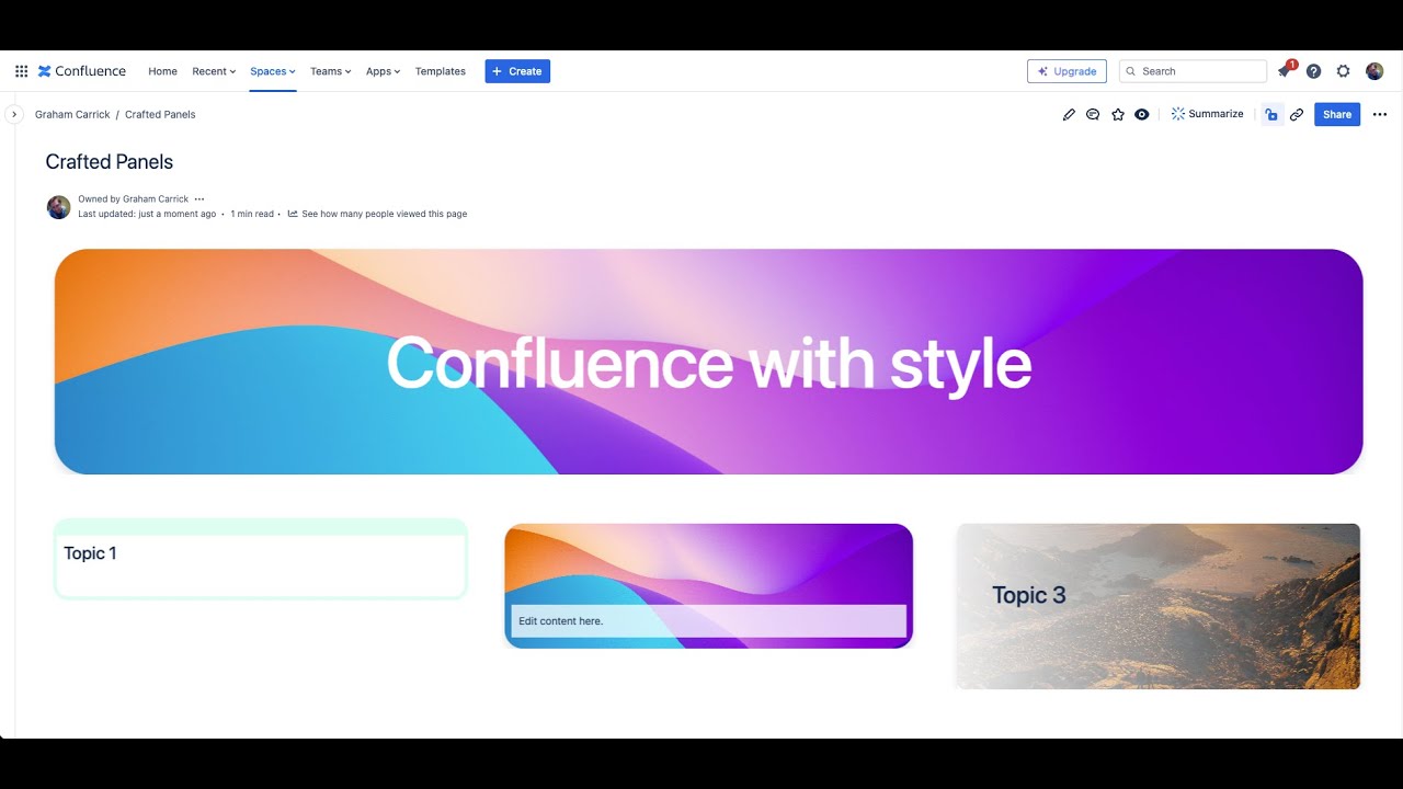 Cofluence Panel Crafted panels for Confluence - YouTube
