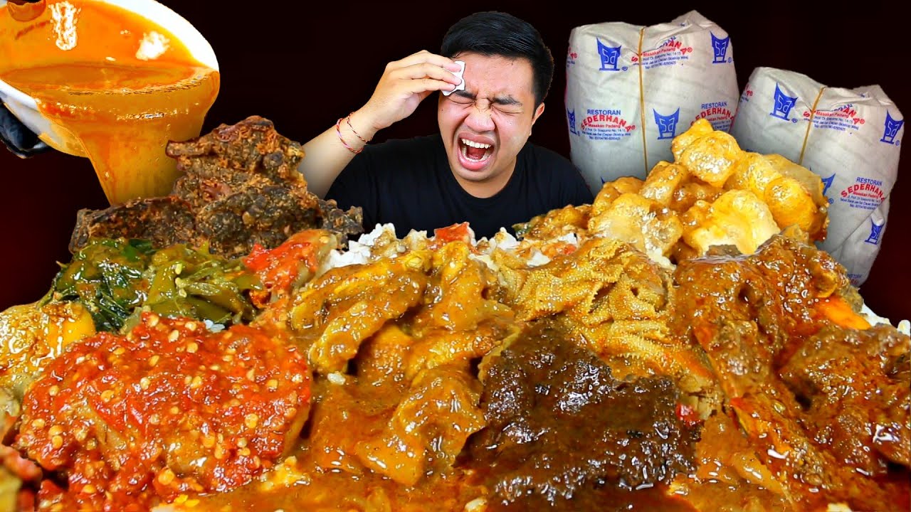 FULL LEMAK 🥵 MUKBANG 4 BUNGKUS NASI PADANG LAUK TUNJANG, CINCANG, BABAT, KIKIL