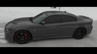 Dodge Charger Hellcat, Destroyer Grey Холодный старт, обороты, тяга 0-60, Skids Spins Aerial 4k Mavic