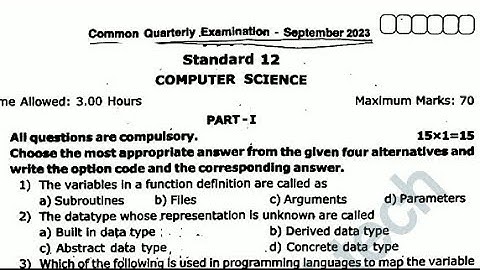 12TH COMPUTER SCIENCE QUARTERLY EXAM-2023 OFFICIAL ORIGINAL QUESTIONPAPER II 12TH QUARTERLYEXAM-2023