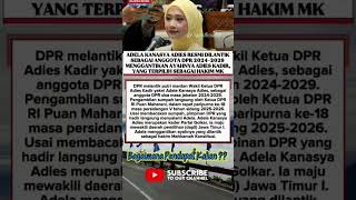 Adella kanasya adies resmi dilantik sebagai anggota DPR gantikan ayahnya Adies Kadir⁉️ #shorts #news