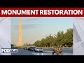 Donald Trump drives across Lincoln Memorial reflecting pool amid restoration