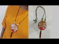 Fabric Necklace|Handmade elephant print fabric circular pendant adjustable necklace#fabricjewellery