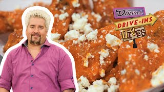 Guy Fieri Eats Wings with Spicy Bleu 17 | Diners, Drive-Ins and Dives | Food Network
