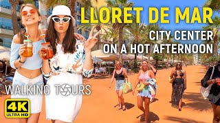 4K Lloret de Mar (Catalonia, Spain) City Сenter Walking Tour • July 2023