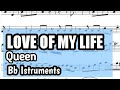 Love of my life tenor sorano clarinet trumpet sheet music backing track play along partitura