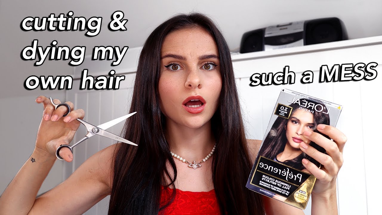 cutting & dying my own hair at home... - YouTube