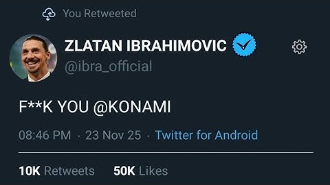 KONAMI HAS ISSUES WITH ZLATAN IBRAHIMOVIC 😯💔