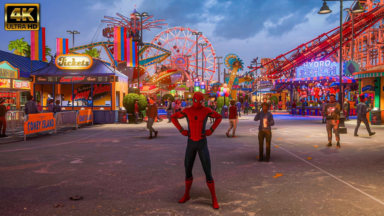 Exploring Coney Island (NEW YORK) Spider-Man 2 [4K] Fidelity Mode Ray Tracing