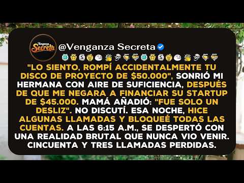 En la fiesta familiar, mi hermana sonrió con picardía: «Lo siento, accidentalmente destrocé tu proye