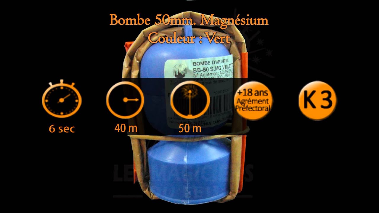 Feu D Artifice Bombe 50mm Magnesium Vert Youtube