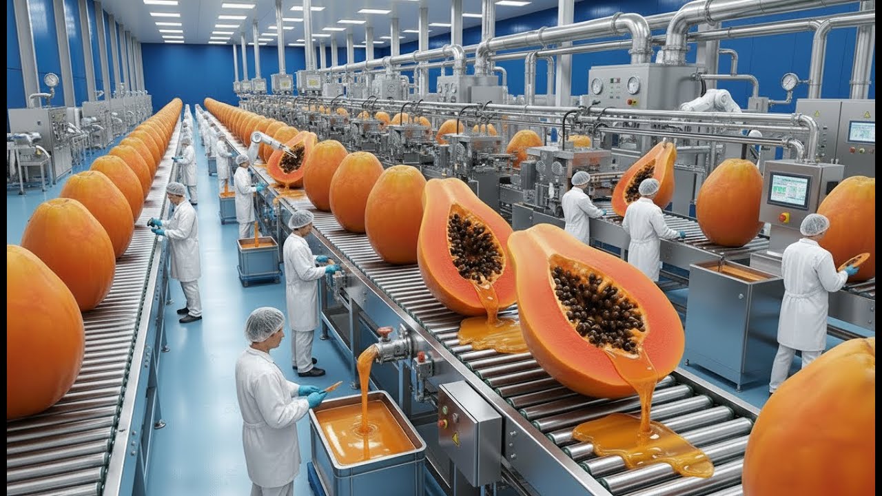 Inside a Papaya Juice Factory: Fresh Papaya to Bottled Juice (Full Process)