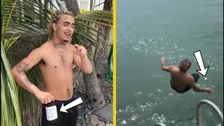 Lil Pump Saves His Bottle Of Lean In The Ocean