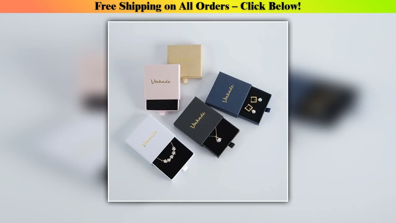 50Pcs Custom Logo Black White Pink Jewelry Box Earrings Necklace Bracelet Organizer Gift Box