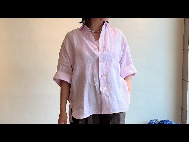 ティッカ 24SS 麻100% 半袖シャツ ピンク ショート丈 ゆったり 日本製 YouTube