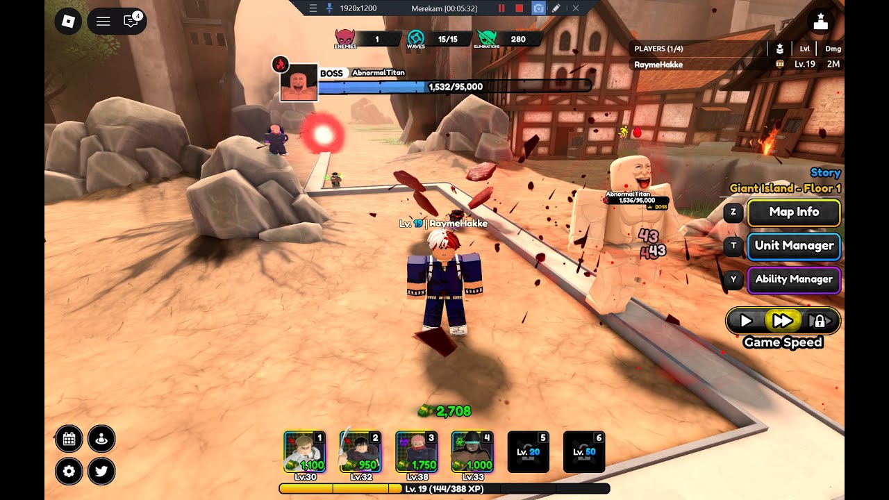 TOJI FUSHIGURO VS ABNORMAL TITAN ASTD X STAGE 5 ARC 1 HARD MODE 