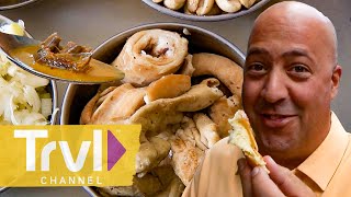Eating Beef Heart \u0026 Cow Stomach | Bizarre Foods with Andrew Zimmern | Travel Channel