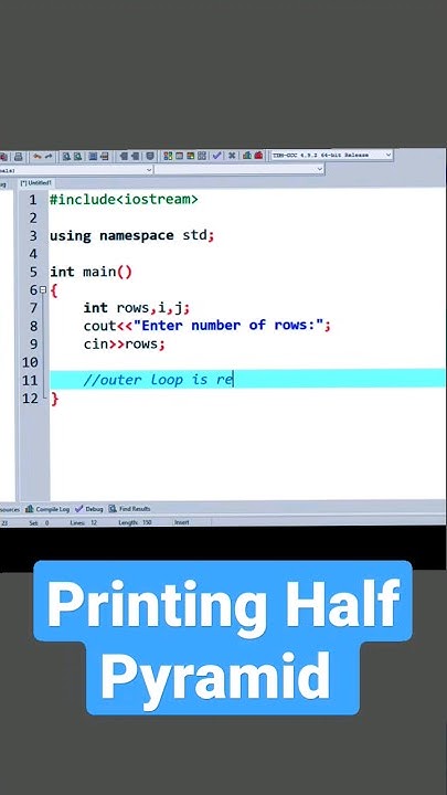 Print Half Pyramid using Number in cpp#shorts#shortsvideo#cpp - YouTube