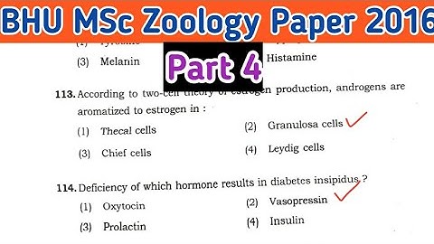 bhu msc zoology entrance paper 2016 || Part 4