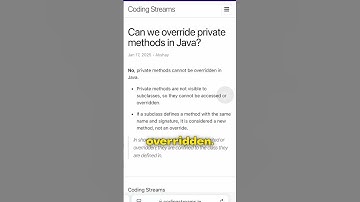Can we override private methods in Java?  #codingstreams #java