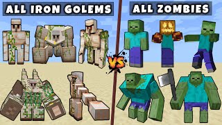 All Zombies vs All Iron Golem  Mutant & Titan Iron Zombie vs Mutant Titan Iron Golem