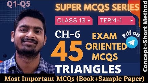 Most Important ch 6 MCQs | Class 10 Maths | Triangles | ch 6 Triangles MCQ | class 10 ch 6 maths mcq