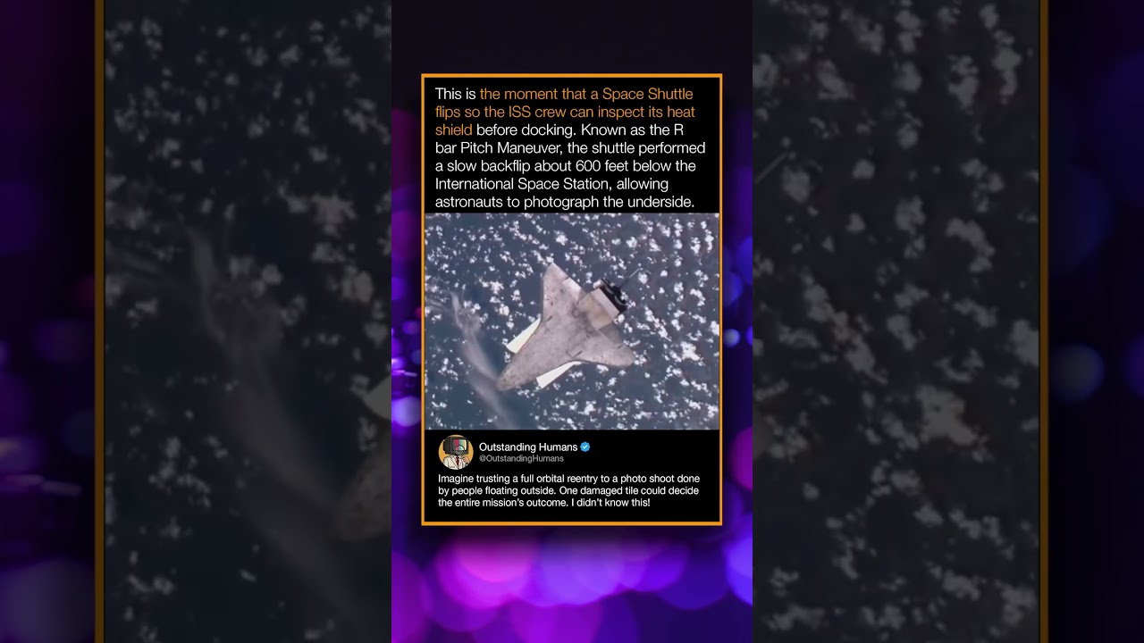 This is the moment that a Space Shuttle flips so the ISS crew can inspect its heat shield before