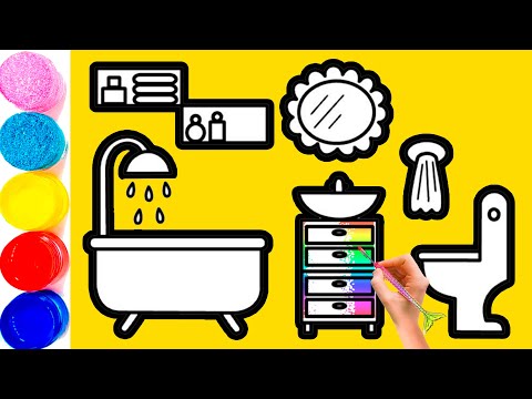 Bolalar uchun hammom chizish | Drawing bathroom for kids | Рисование ванная комната для детей