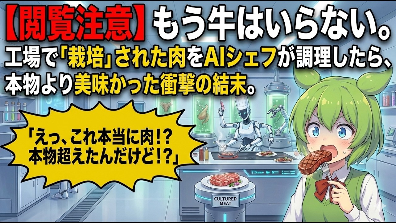 【閲覧注意】もう牛はいらない。工場で「栽培」された肉をAIシェフが調理したら、本物より美味かった衝撃の結末。