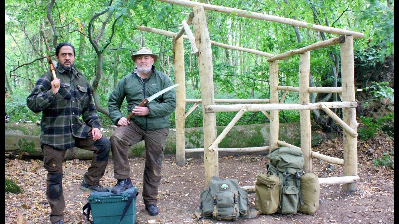 Bushcraft Base Bushcraft Basecamp (Pt 6) - Main Frame Of Shelter Complete! - YouTube
