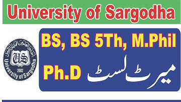 Merit List of BS BS 5th M.Phil Ph.D UOS 2023 | Fresh Admission UOS 2023 | University of Sargodha