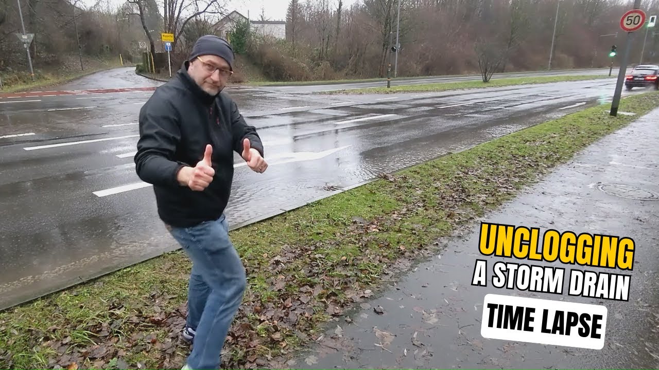 #016 - Time lapse - Unclogging a storm drain from a road in Germany ...